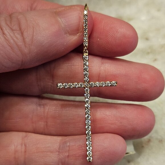 RARE MODERN LUXURY LANA JEWELRY FLAWLESS DIAMOND 14K GOLD CROSS PIERCED EARRINGS - Picture 7 of 15